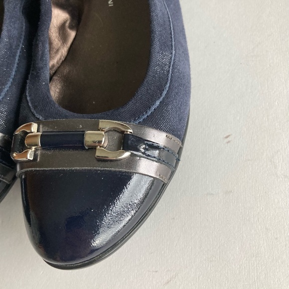 AGL Navy Suede Genuine Leather Black Cap Toe Flats Loafers size EUR 6.5, US 6 - Picture 8 of 14